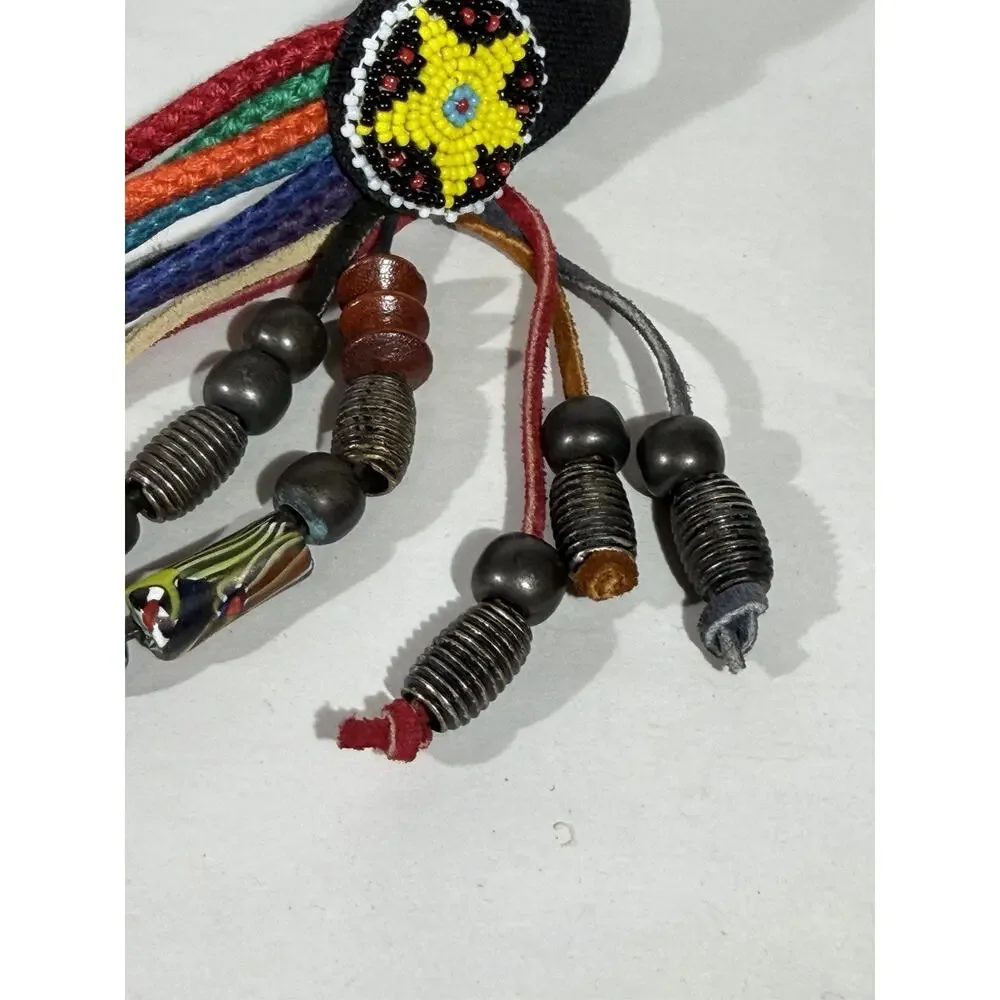 Vintage Ginnie Johansen Belt Beaded Dangle Braided Rope Western USA 80s